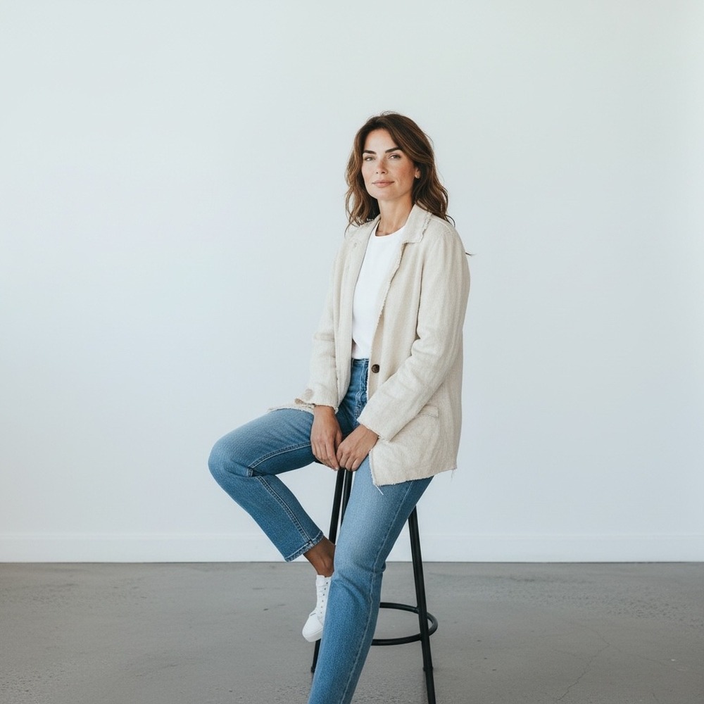 Eileen Fisher Tan Cotton‎ Linen Buttoned Cardigan. SZ 1X. Pockets. Old Money. - Picture 5 of 10